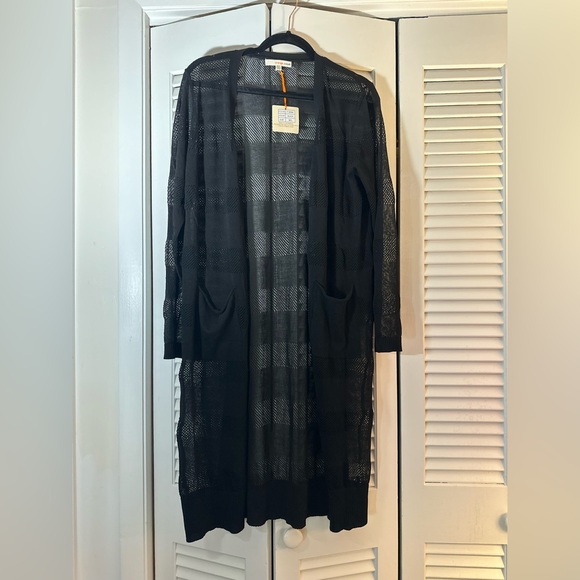 orange creek Sweaters - Orange Creek Black Open-Front Cardigan